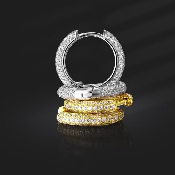 ⚡ Hoop Earrings Women 925 Sterling Silver White Gold Plated Hypoallerge - Picture 7 of 7